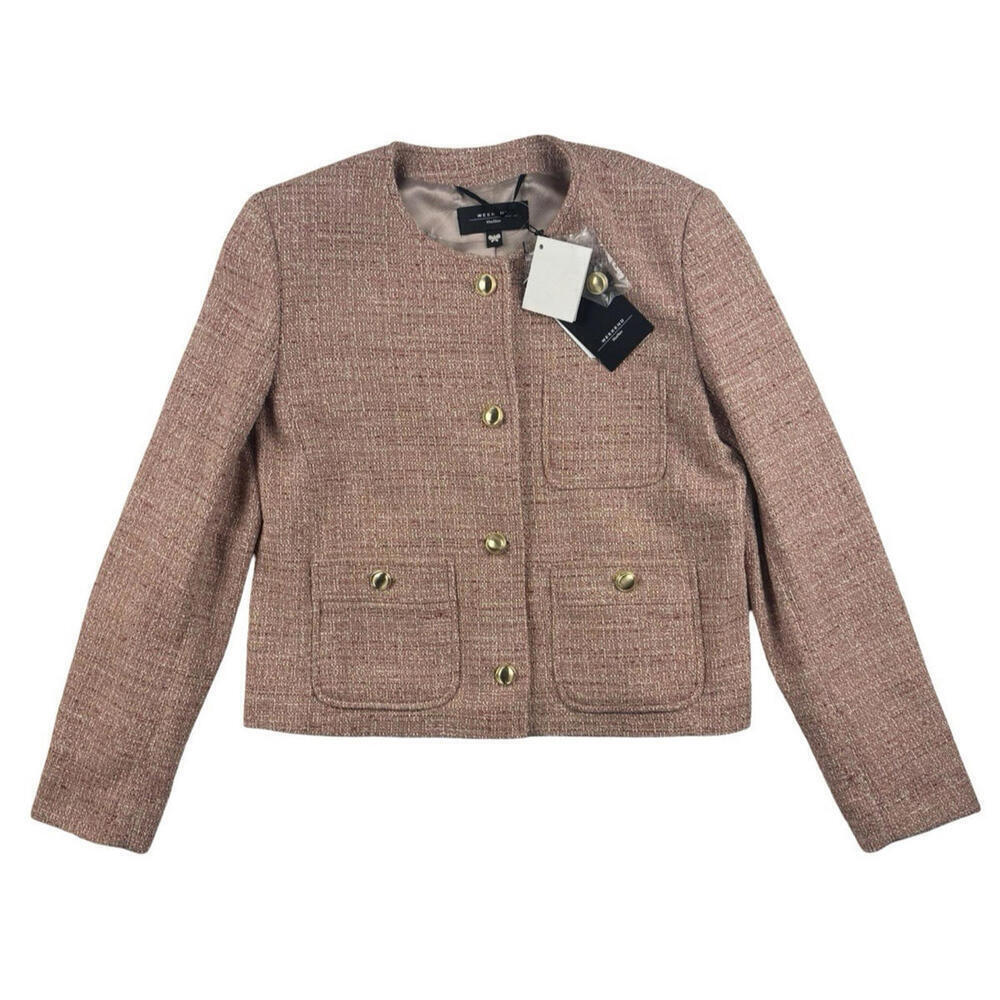 Weekend Max Mara Leda Tweed Button Jacket Pink Size US 6